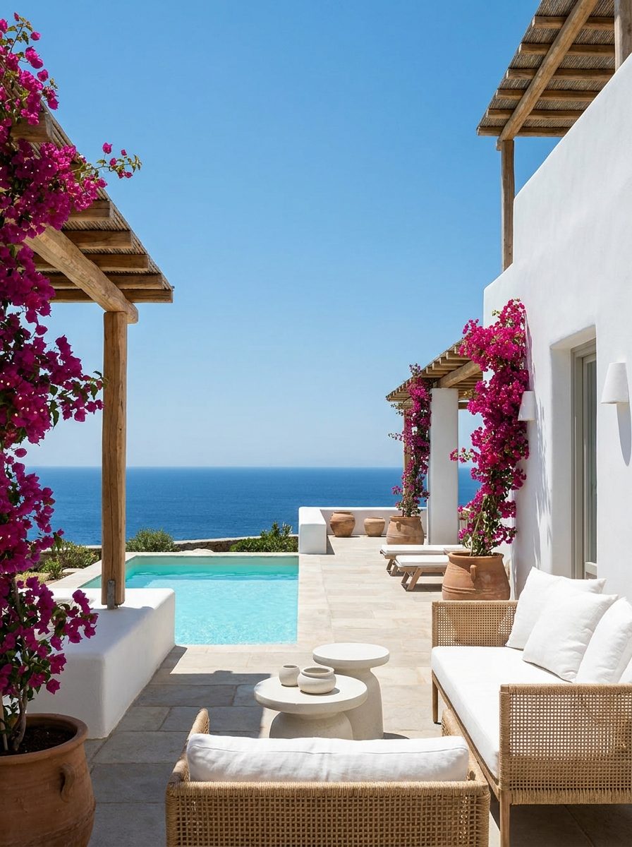 Coastal villa terrace with plunge pool