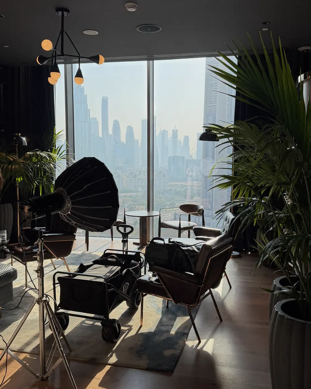 Content production setup inside a DIFC steakhouse