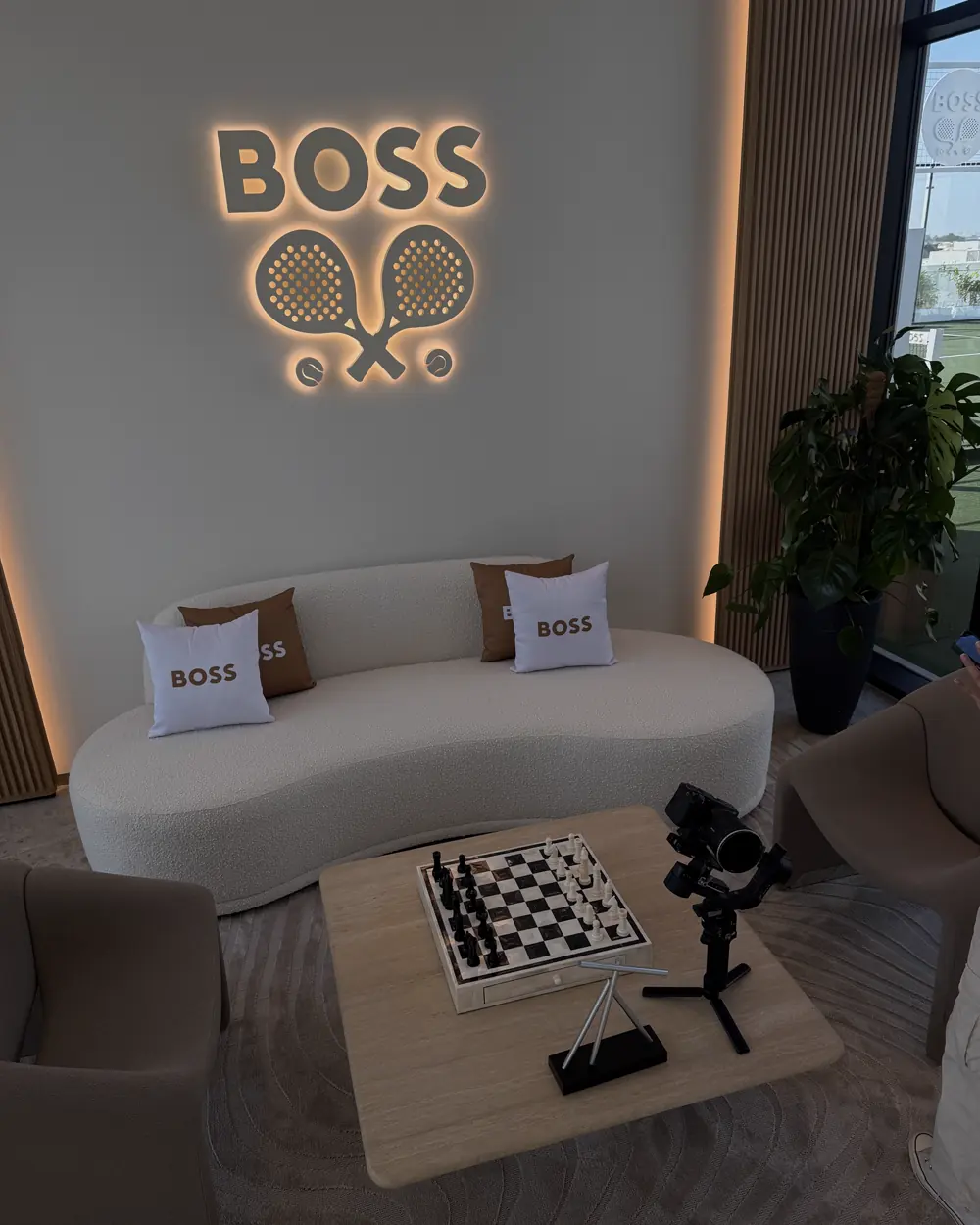 Hugo Boss padel court lounge at Al Barari