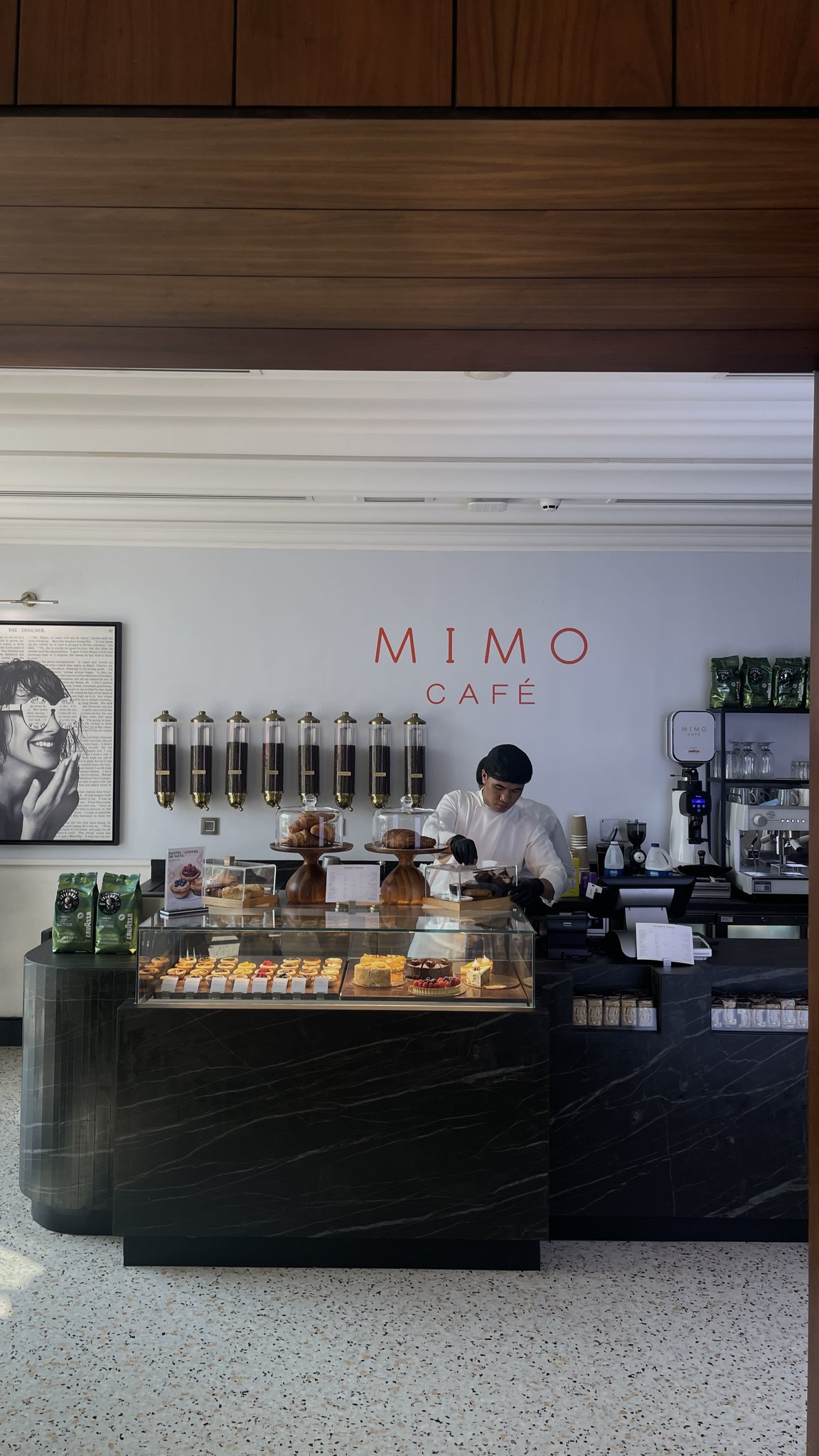 Mimo Café pastry counter at Th8 Palm Dubai Beach Resort